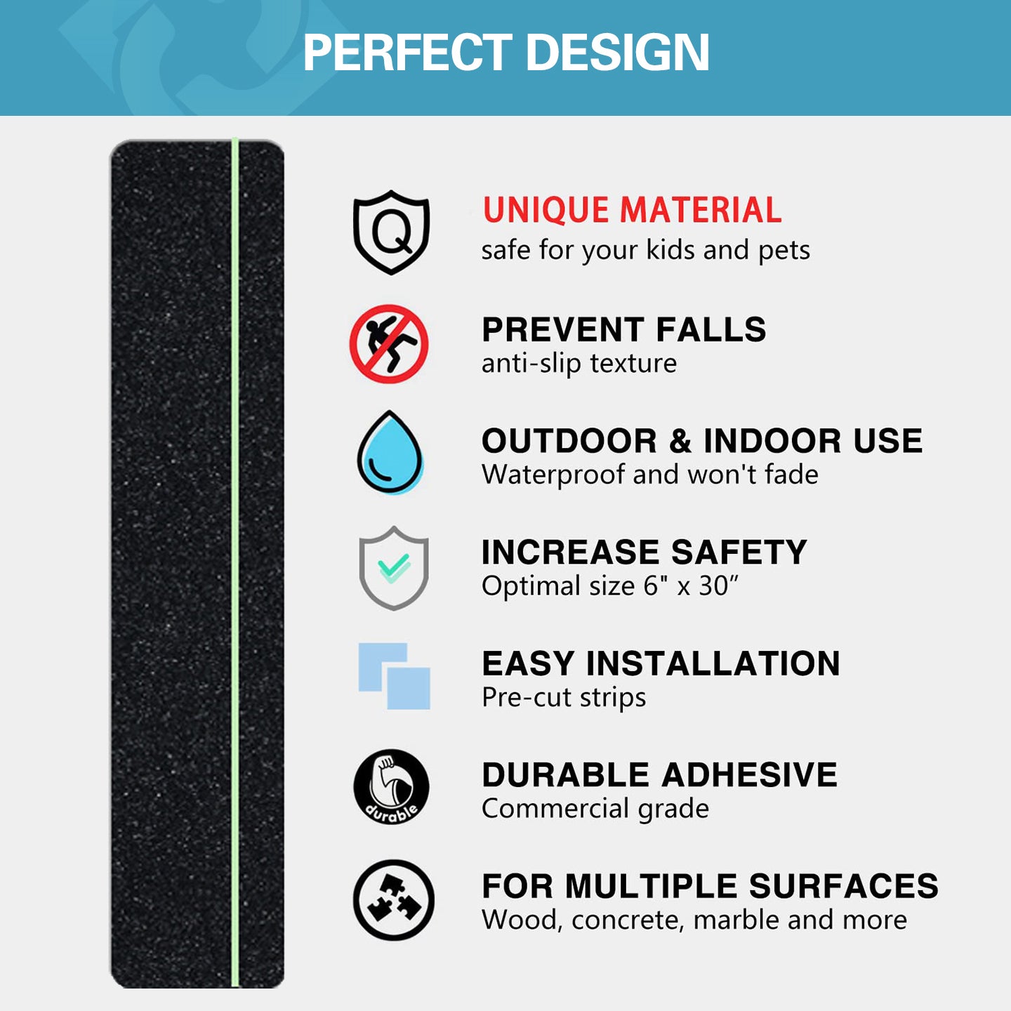 Противоскользящий протектор с полосой, светящейся в темноте