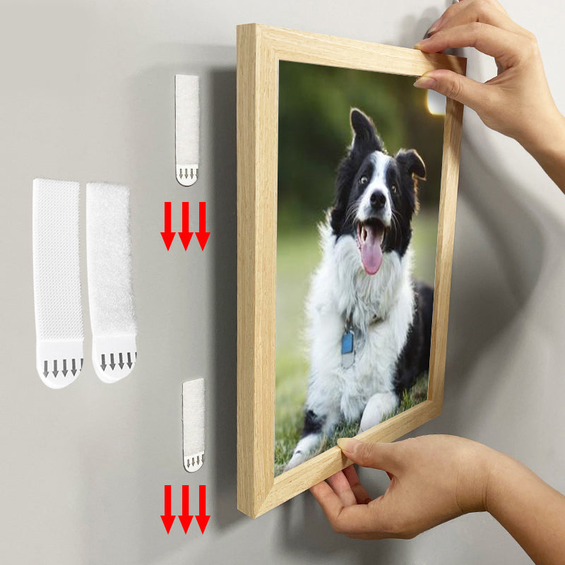 Marco de fotos con tiras de velcro adhesivas y bucle para colgar