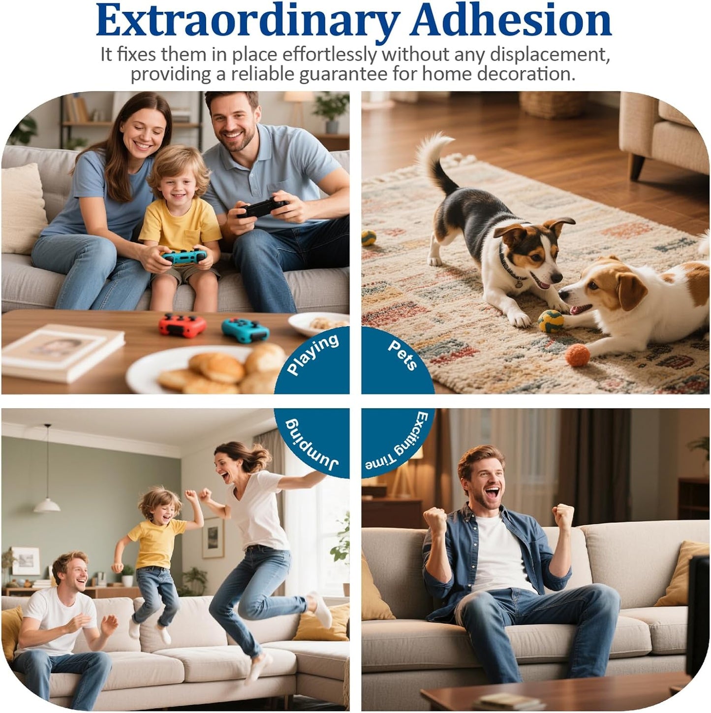 4.4" x 15 FT Heavy Duty Adhesive Hook and Loop Tape Strips